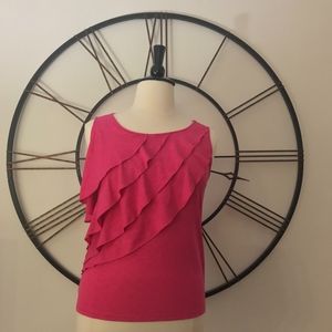 Rafaella Pink Top with ruffle front Size XL